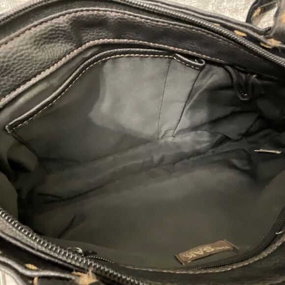 Vintage The Sak Elliot Lucca Black Leather/PVC Purse Thick contrasting trim 80’s - Picture 13 of 15